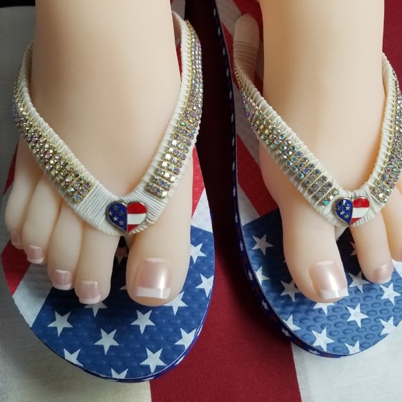 Women's American Flip flops, 4th July flip flops, Independence Day flip flops. - Picture 3 of 17